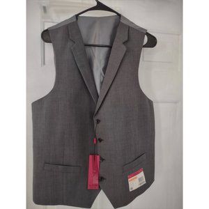 NWT Men's Alfani Grey Vest 44R - Large - Adjustable Back -  V-Neck Button Up